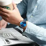 CRRJU 2278 Comfortable Mesh Stainless Steel Ultra Slim Modern Fashion Men's Watch – Dial Color: Rose, Strap Color: Blue – Thumbnail 2