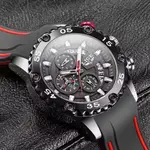 LIGE 10027 Premium PU Leather Analog Sporty Men's Watch – Dial Color: Silver, Strap Color: Black – Thumbnail 3