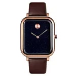 SKMEI 9187 Casual Quartz Leather Watch For Men – Dial Color: Rose, Strap Color:  Brown  – Thumbnail 1