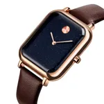SKMEI 9187 Casual Quartz Leather Watch For Men – Dial Color: Rose, Strap Color:  Brown  – Thumbnail 2