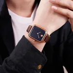 SKMEI 9187 Casual Quartz Leather Watch For Men – Dial Color: Rose, Strap Color:  Brown  – Thumbnail 4