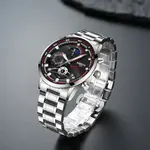 Nibosi 2503 High Quality Stainless Steel Multifunctional Classic Men's Watch – Dial Color: Black, Strap Color: Silver – Thumbnail 3