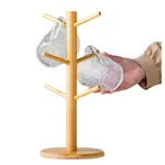Wooden Bamboo 6 Cup Mug Tree Stand Holder Rack – Thumbnail 4