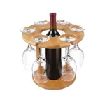 Solid Mahogany Wood Bottle Glass Holder Handmade CNC Polish – Thumbnail 1