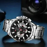 Curren 8363 Comfortable Stainless Steel Multifunctional Chronograph Casual Men's Watch – Dial Color: Black, Strap Color: Silver – Thumbnail 3