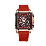 CRRJU 2312 Comfortable Silicone Band Multifunctional Skeleton Dial Sports Men's Watch – Dial Color: Rose, Strap Color: Red – Thumbnail 1