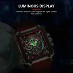 CRRJU 2312 Comfortable Silicone Band Multifunctional Skeleton Dial Sports Men's Watch – Dial Color: Rose, Strap Color: Red – Thumbnail 3