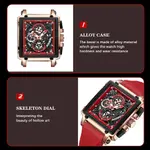 CRRJU 2312 Comfortable Silicone Band Multifunctional Skeleton Dial Sports Men's Watch – Dial Color: Rose, Strap Color: Red – Thumbnail 4