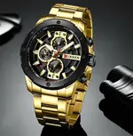 Curren 8336 High Quality Stainless Steel Luminous Men's Watch – Dial Color: Gold, Strap Color: Gold – Thumbnail 2