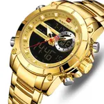 Naviforce NF9163 Stainless Steel Dual Movement Military Sport Men's Watch – Dial Color: Gold, Strap Color: Gold  – Thumbnail 2