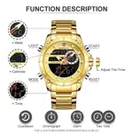 Naviforce NF9163 Stainless Steel Dual Movement Military Sport Men's Watch – Dial Color: Gold, Strap Color: Gold  – Thumbnail 6