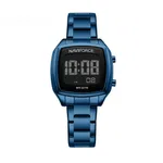 Naviforce 5047 Stainless Steel Calorie Mileage Digital Sporty Men's Watch – Dial Color: Black, Strap Color: Blue – Thumbnail 1