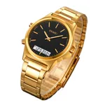 SKMEI 2120 Sport Waterproof Dual Display Digital Chrono Men's Watch – Dial Color: Black, Strap Color: Gold – Thumbnail 2