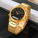 SKMEI 2120 Sport Waterproof Dual Display Digital Chrono Men's Watch – Dial Color: Black, Strap Color: Gold – Thumbnail 3