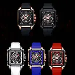 CRRJU 2312 Comfortable Silicone Band Multifunctional Skeleton Dial Sports Men's Watch – Dial Color: Black, Strap Color: Black – Thumbnail 3