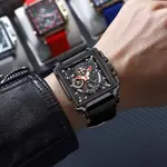 CRRJU 2312 Comfortable Silicone Band Multifunctional Skeleton Dial Sports Men's Watch – Dial Color: Black, Strap Color: Black – Thumbnail 4