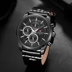 Naviforce NF9148 Custom Luxury Leather Strap Quartz Casual Men's Watch – Dial Color: Black, Strap Color: Black – Thumbnail 3