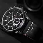Naviforce NF9148 Custom Luxury Leather Strap Quartz Casual Men's Watch – Dial Color: Black, Strap Color: Black – Thumbnail 4