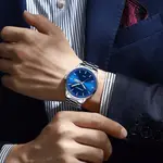 CRRJU 2193 High Qualityy Stainless Steel Sport and Casual Fashion Men's Watch – Dial Color: Blue, Strap Color: Silver – Thumbnail 4