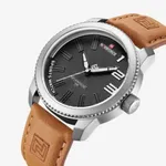 Naviforce 9202 Casual Leather Men's Watch – Dial Color: Silver, Strap Color:  Brown  – Thumbnail 2