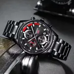 Nibosi 2375 High Quality Stainless Steel Analog Men's Watch – Dial Color: Black, Strap Color: Black – Thumbnail 3