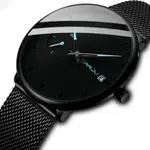 CRRJU 2258 Effortless Sophistication High Quality Black Stainless Steel Simple Casual Men's Watch – Dial Color: Blue, Strap Color: Black – Thumbnail 2