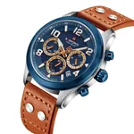 NAVIFORCE NF1006 Solar-Powered Movement Luminous Men Watch – Dial Color: Blue, Strap Color:  Brown  – Thumbnail 2