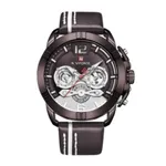 NAVIFORCE NF9168 Leather Strap Luxury Sports Men's Watch – Dial Color: Rose, Strap Color: Rose – Thumbnail 1