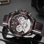 NAVIFORCE NF9168 Leather Strap Luxury Sports Men's Watch – Dial Color: Rose, Strap Color: Rose – Thumbnail 3