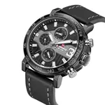 NAVIFORCE 9137 Sports Leather Wrist Strap Analog Quartz Men’s Watch – Dial Color: Black, Strap Color: Black – Thumbnail 2