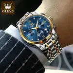 OLEVS 2858 Stainless Steel Waterproof Chronograph Luminous Men's Watch – Dial Color: Blue Gold, Strap Color: White Gold – Thumbnail 4