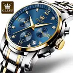 OLEVS 2858 Stainless Steel Waterproof Chronograph Luminous Men's Watch – Dial Color: Blue Gold, Strap Color: White Gold – Thumbnail 3
