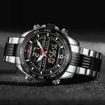 NAVIFORCE NF9195 Stainless Steel Dual Time Men's Watch – Dial Color: Black, Strap Color: Silver – Thumbnail 4