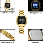 Naviforce 5047 Stainless Steel Calorie Mileage Digital Sporty Men's Watch – Dial Color: Black, Strap Color: Gold  – Thumbnail 2