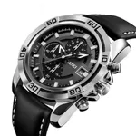 Skmei 9156 Fashion Leather Luxury Military Quartz Men's Watch  – Dial Color: Black, Strap Color: Black – Thumbnail 2