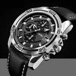 Skmei 9156 Fashion Leather Luxury Military Quartz Men's Watch  – Dial Color: Black, Strap Color: Black – Thumbnail 5