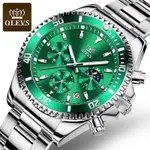 OLEVS 2870 Luxury Whiteshine Luminous Chronograph Analog Wristwatch for Men – Dial Color: Green, Strap Color: White – Thumbnail 3