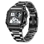 LIGE 8921 Digital Stainless Steel Waterproof Military Men's Watch – Dial Color: Black, Strap Color: Black – Thumbnail 1