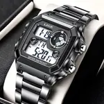 LIGE 8921 Digital Stainless Steel Waterproof Military Men's Watch – Dial Color: Black, Strap Color: Black – Thumbnail 2
