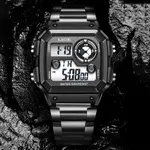LIGE 8921 Digital Stainless Steel Waterproof Military Men's Watch – Dial Color: Black, Strap Color: Black – Thumbnail 3