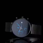 CRRJU 2268 Luxury Black Mesh Steel Band Chronograph Casual Fashion Men’s Watch – Dial Color: Blue, Strap Color: Blue – Thumbnail 4