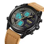 SKMEI 1975 Digital Analog Business Leather Strap Men's Watch – Dial Color: Black, Strap Color:  Brown  – Thumbnail 2