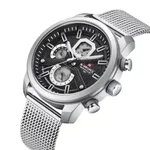 NaviForce NF9211 Chronograph Stainless Steel Luminous Men's Watch – Dial Color: Black, Strap Color: Silver – Thumbnail 2