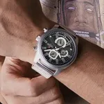 NaviForce NF9211 Chronograph Stainless Steel Luminous Men's Watch – Dial Color: Black, Strap Color: Silver – Thumbnail 4