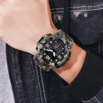 Skmei 1637 Digital Dual Movement 3 Time Waterproof Sports Men's Watch – Dial Color: Green, Strap Color: Green  – Thumbnail 4