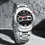 Naviforce 9232 Luxury Stainless Steel Strap Analog Digital Sports Men's Watch – Dial Color: Silver, Strap Color: Silver – Thumbnail 2