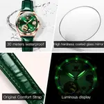 OLEVS 6601 Luxury Diamond Rose Waterproof Women's Hollow Mechanical Watch – Dial Color: Green, Strap Color: Green  – Thumbnail 3