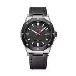 Naviforce NF9200 Luxury Genuine Leather Strap Quartz Movement Casual Fashion Men's Watch – Dial Color: Black, Strap Color: Black – Thumbnail 1