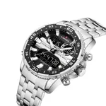 Naviforce 9234 High Quality Stainless Steel Dual Movement Sport Fashion Men Watch – Dial Color: Silver, Strap Color: Silver – Thumbnail 2