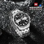 Naviforce 9234 High Quality Stainless Steel Dual Movement Sport Fashion Men Watch – Dial Color: Silver, Strap Color: Silver – Thumbnail 3